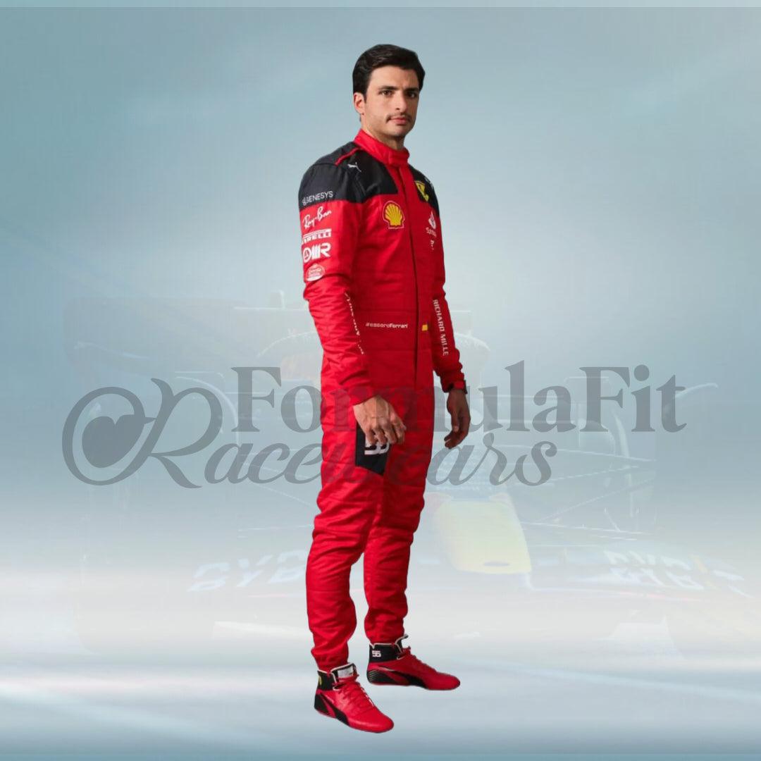 2023 New Carlos Sainz Race Scuderia Ferrari F1 Replica Racing Suit - FormulaFit Raceweras