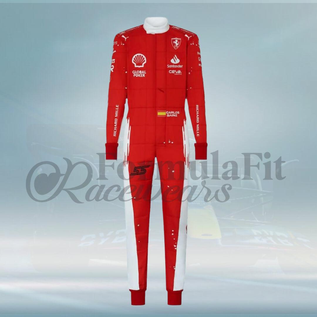 2023 New Las Vegas Carlos Sainz Formula 1 Scuderia Ferrari Race Suit - FormulaFit Raceweras