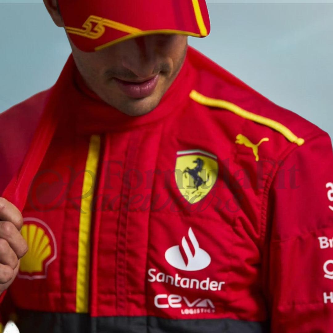 Carlos Sainz Special 2023 Spain Grand Prix Scuderia Ferrari F1 Racing Suit - FormulaFit Raceweras