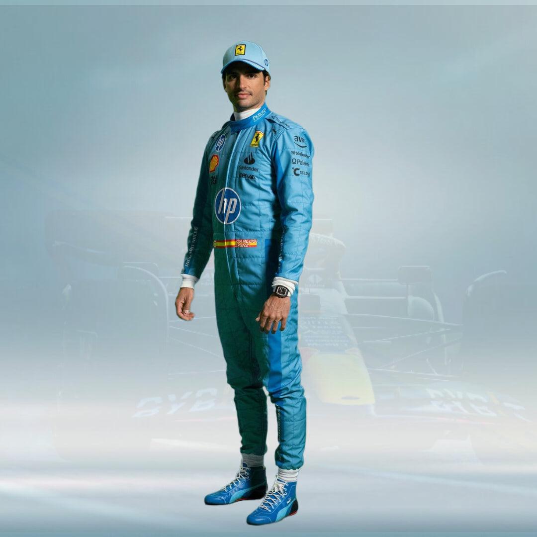 New Scuderia Ferrari HP Carlos Sainz 2024 Miami GP Race Suit - FormulaFit Raceweras