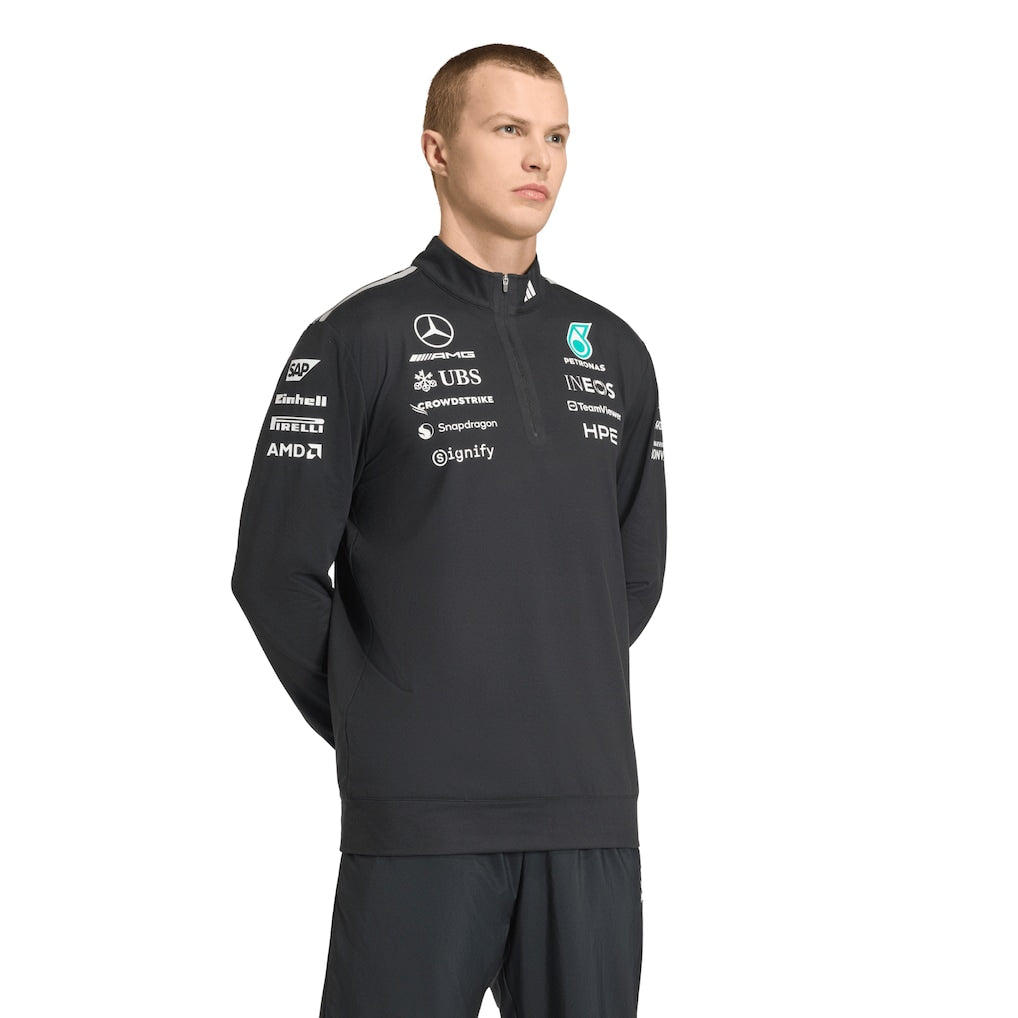 Mercedes AMG Petronas adidas F1 2026 Team 1/4 Zip Sweat - Black