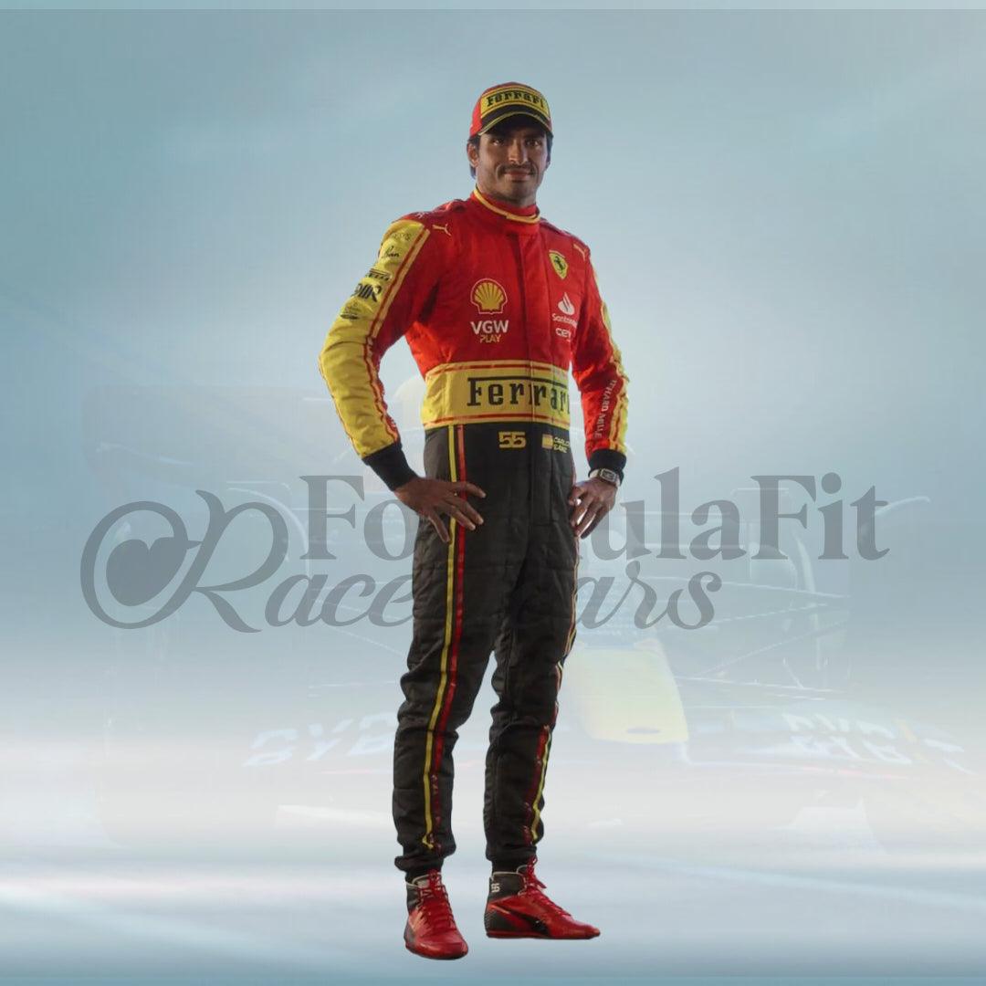 Carlos Sainz 2023 Scuderia Ferrari Monza Special Edition F1 Replica Race Suit - FormulaFit Raceweras