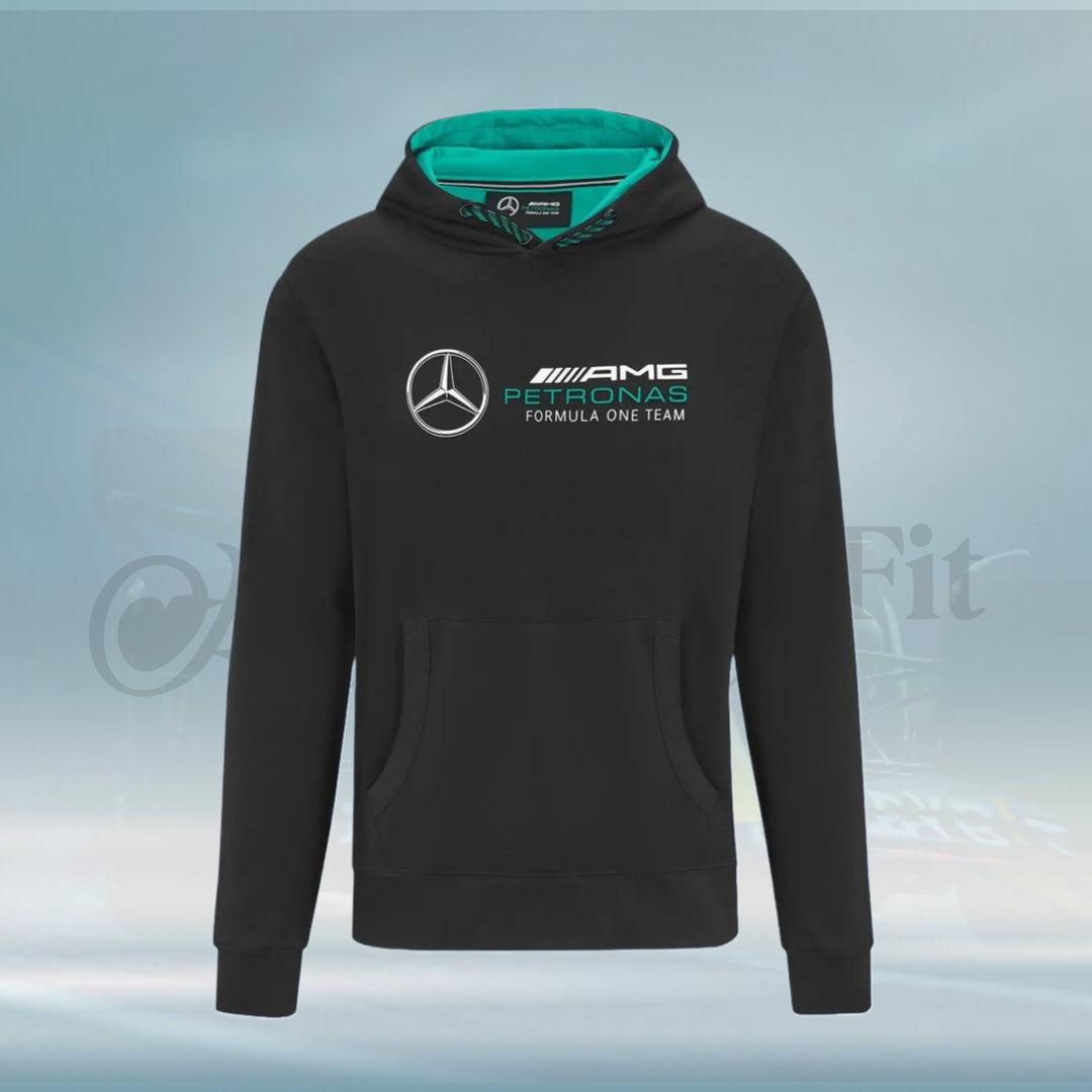 Mercedes AMG Petronas Black Logo Formula 1 Hooded Sweat - FormulaFit Raceweras