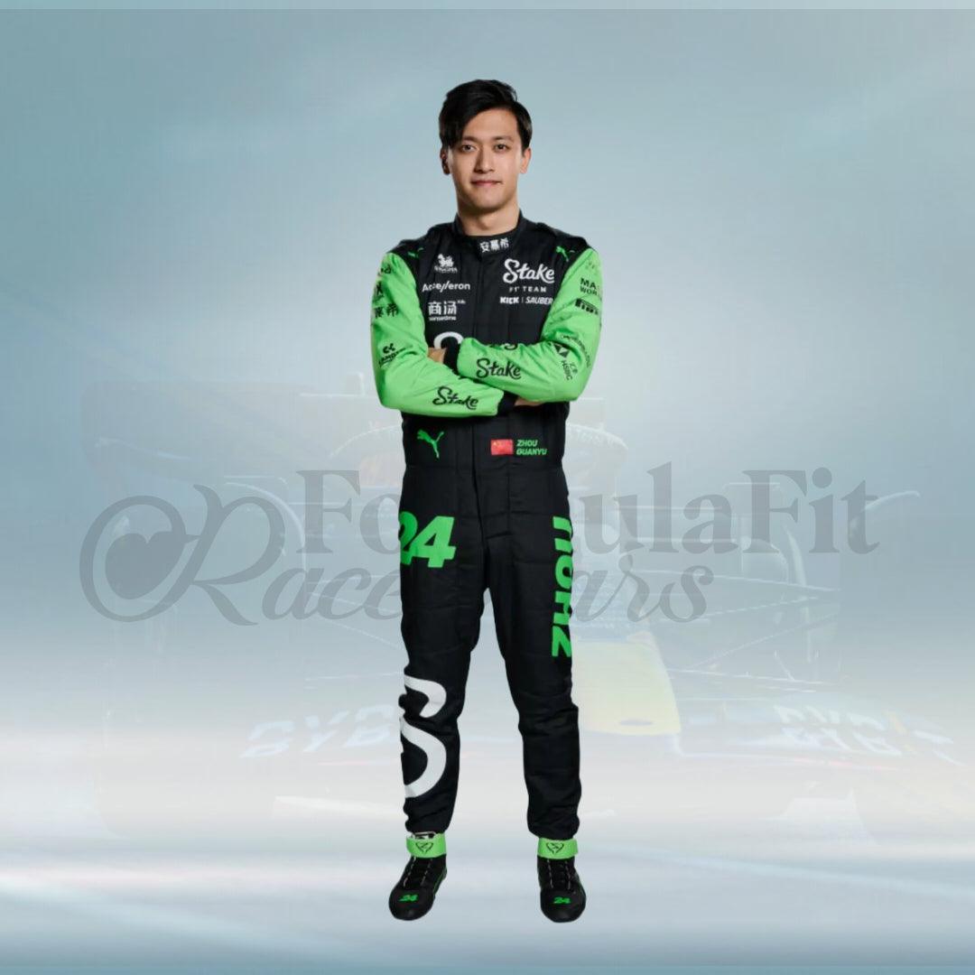 New 2024 Zhou Guanyu Stake F1 Team Kick Sauber Racing Suit – FormulaFit ...