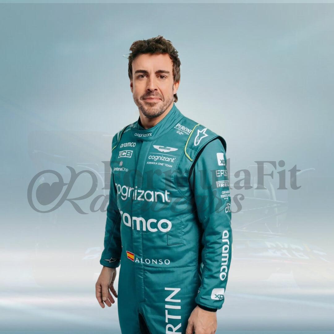Fernando Alonso 2023 Aston Martin Team F1 Racing Suit - FormulaFit Raceweras