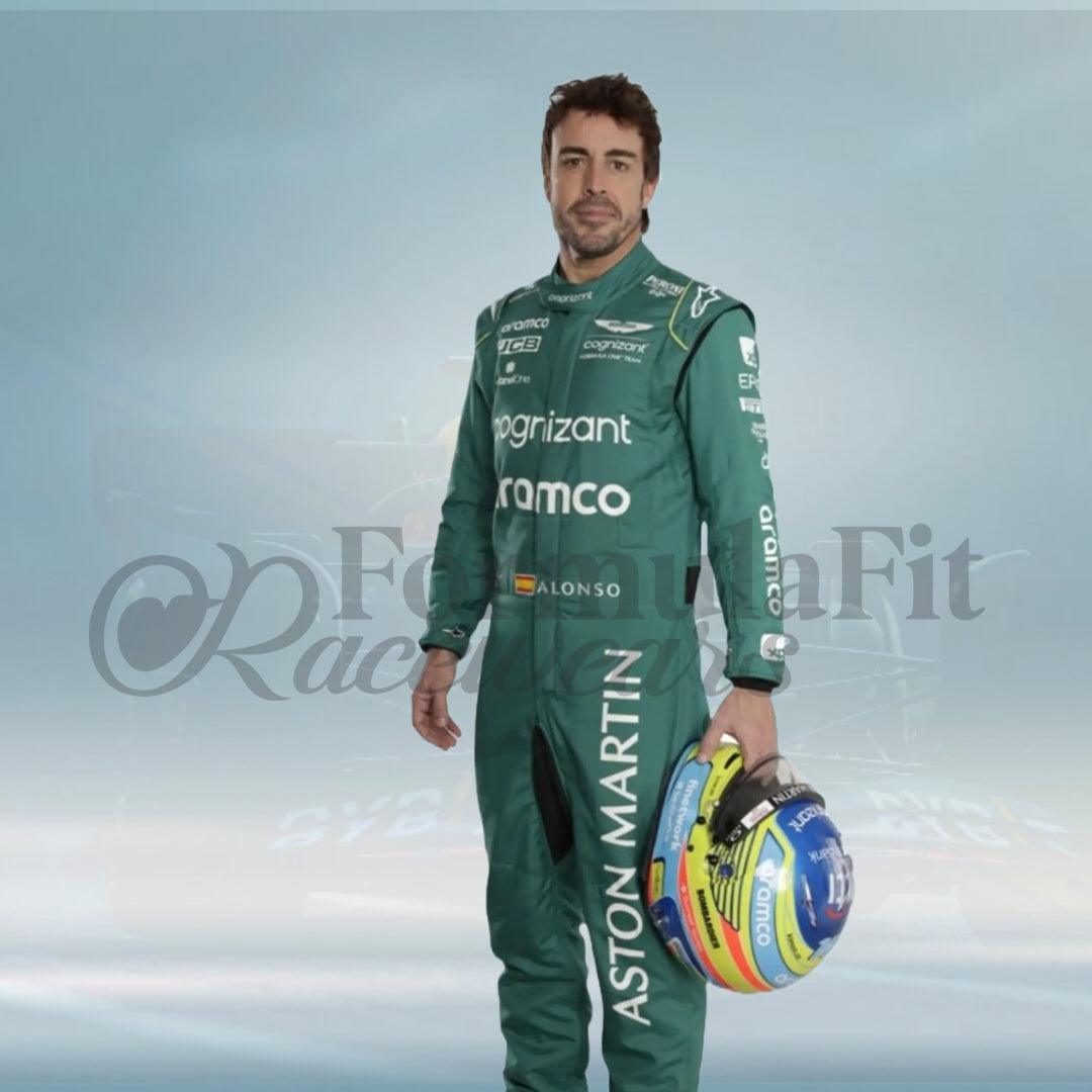 Fernando Alonso 2023 Aston Martin Team F1 Racing Suit - FormulaFit Raceweras