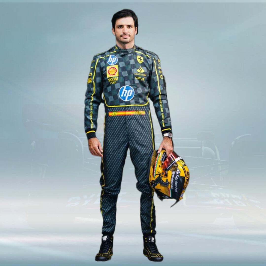 Carlos Sainz Scuderia Ferrari HP carbon-fibre Italian Grand Prix Race suit 2024 - FormulaFit Raceweras