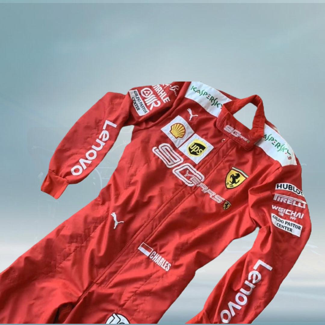 Charles Leclerc 2019 Scuderia Ferrari 90 Years F1 Embroidery Race Suit - FormulaFit Raceweras