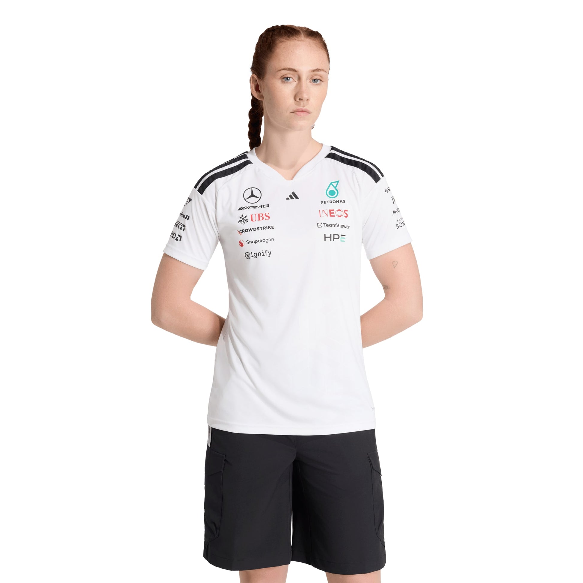 Mercedes AMG Petronas adidas F1 2026 Team Driver T-Shirt - White - Womens