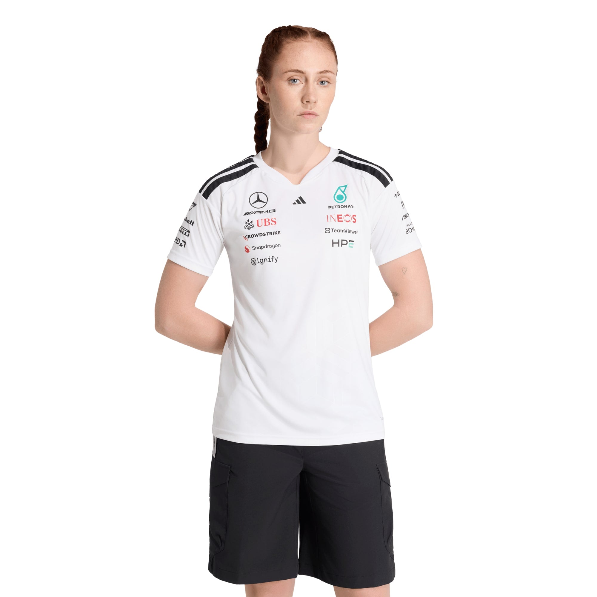 Mercedes AMG Petronas adidas F1 2026 Team Driver T-Shirt - White - Womens